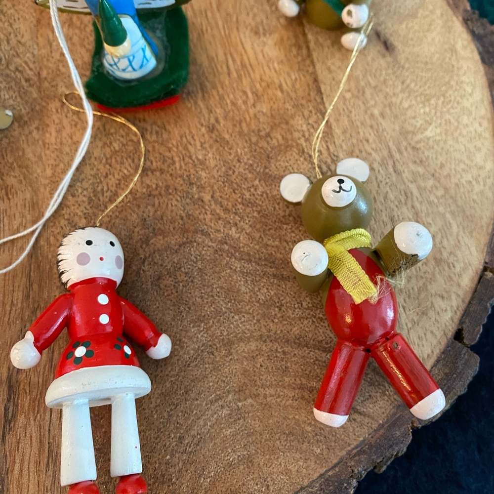 Vintage Wooden Hand Painted Christmas Ornaments Made In Germany Arts And Crafts - Picture 6 of 11